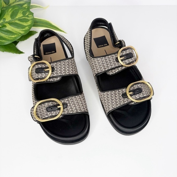 Dolce Vita Starla Sandal Black Multi Raffia Size 7.5 New Without Tags - Picture 1 of 9